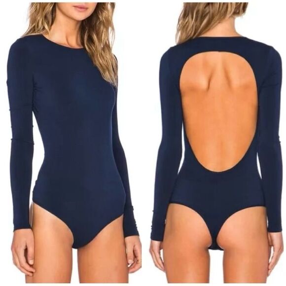 NWT Ronny Kobo open back navy bodysuit - Picture 1 of 7